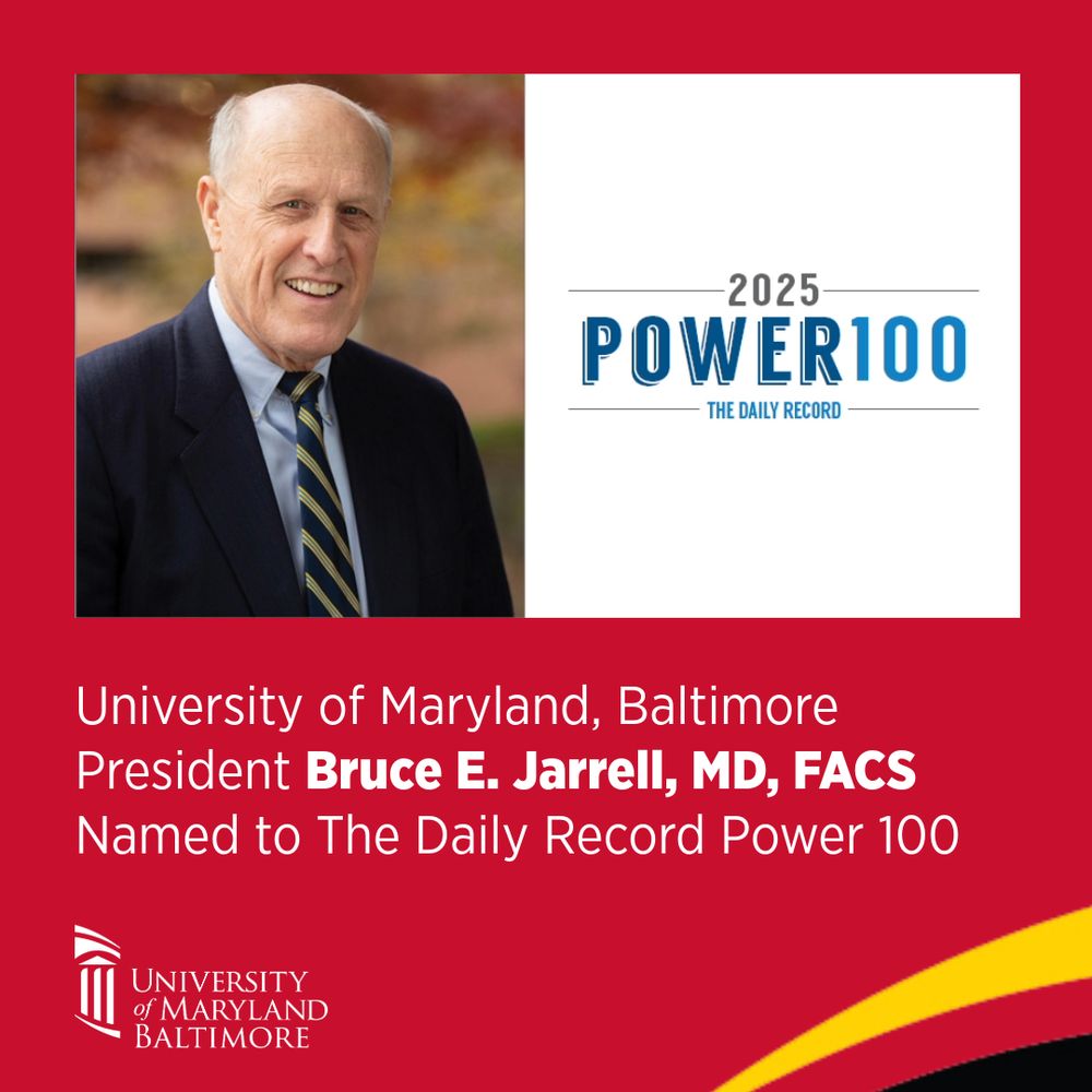Bruce Jarrell and 2025 Power 100 The Daily Record logo. University of Maryland Baltimore President Bruce E Jarrell named to The Daily Record Power 100.