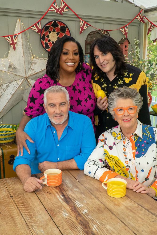 The hosts and judges of The Great British Baking Show