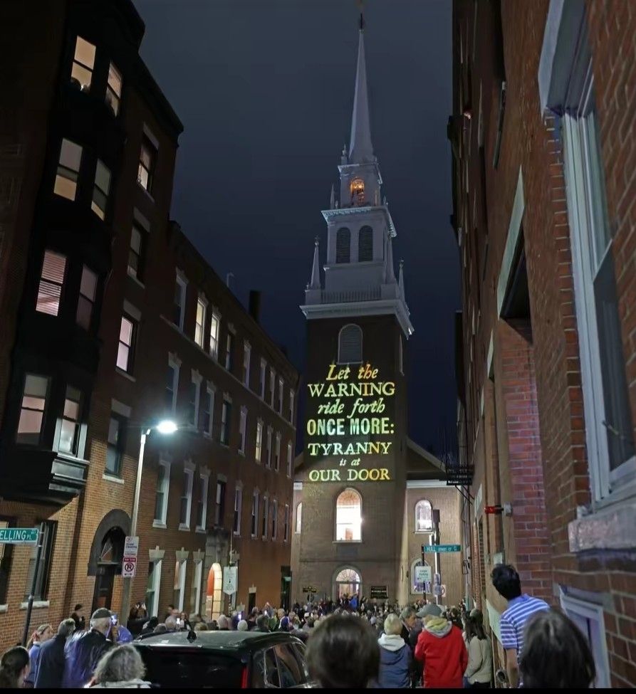 250 years later "Tyrany is at our door".  

#PaulRevere #Boston250 #OldNorthChurch 