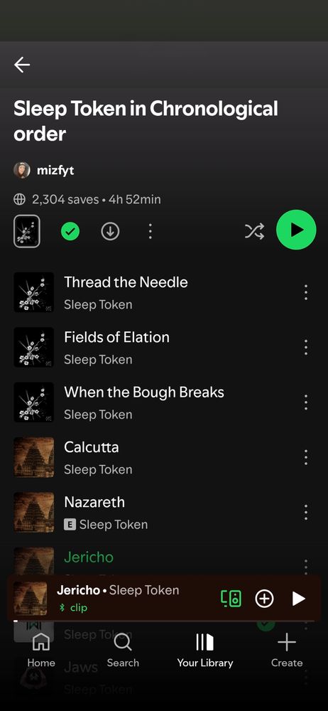 screenshot of sleep token songs in order to learn the story of sleep and vessel