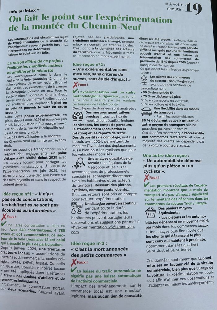 Page faisant le point sur l’expérimentation de la montée du Chemin Neuf