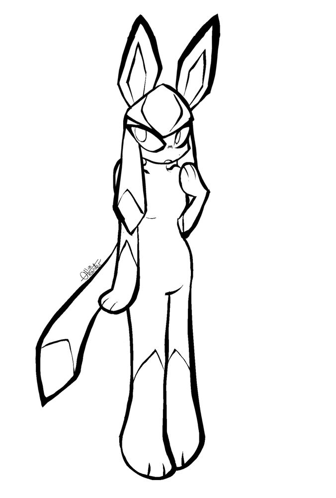 transparent lineart base of a glaceon posing.
