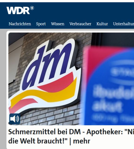 Screenshot WDR-Schleichwerbung für "dm" heute
