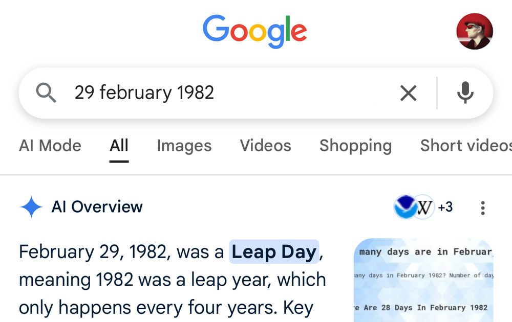 AI search result:

February 29, 1982, was a Leap Day, meaning 1982 was a leap year, which only happens every four years.