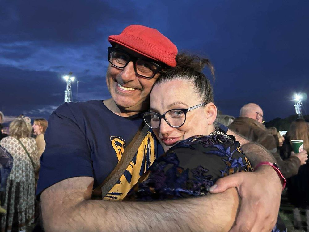 Sarah and I hugging each other 