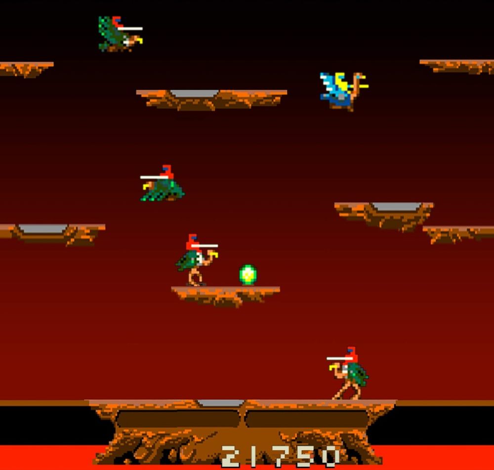 Joust video game from the 80s with giant fucking women who have egg producing equipment. Egg in play as proof.