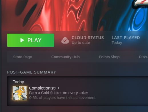 completionist++ achievement in balatro 