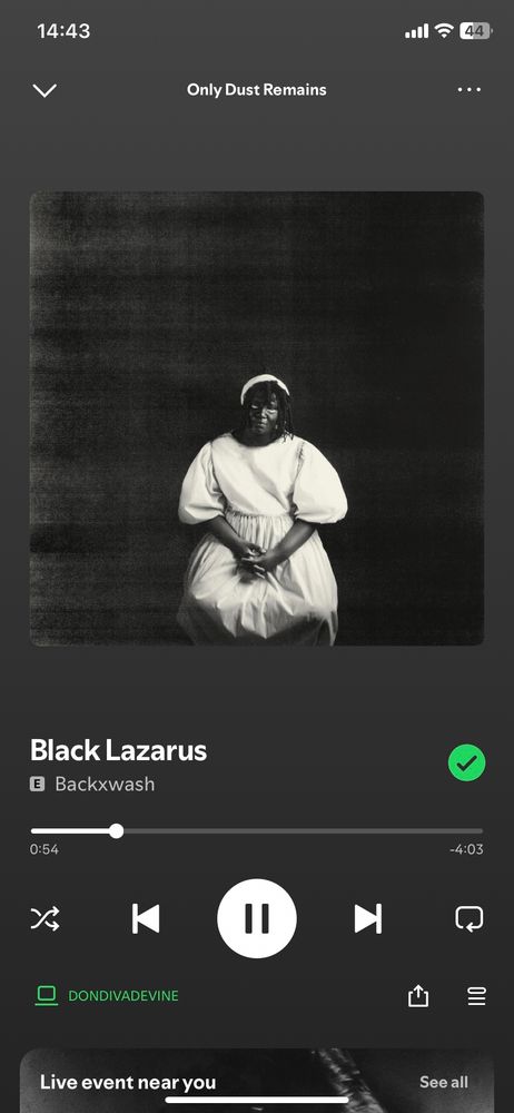 Screenshot of Black Lazarus - Backxwash on Spotify 