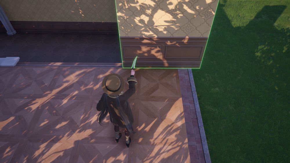 A screenshot from Infinity Nikki where a wall is snapped over the edge of the floor.