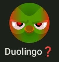 Duolingo app icon looking with red eyes and looking contemptuous