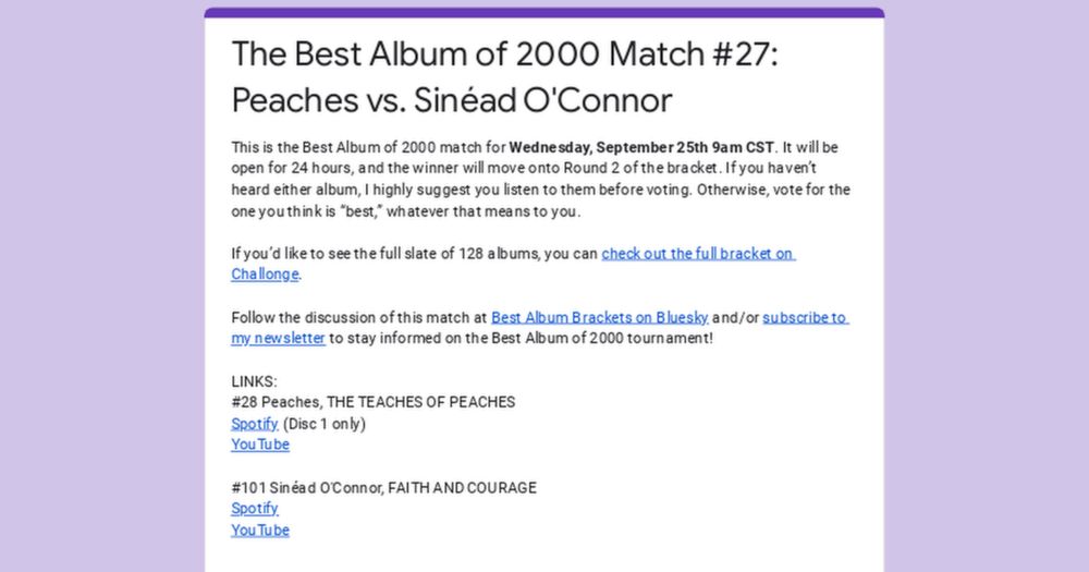 The Best Album of 2000 Match #27: Peaches vs. Sinéad O'Connor