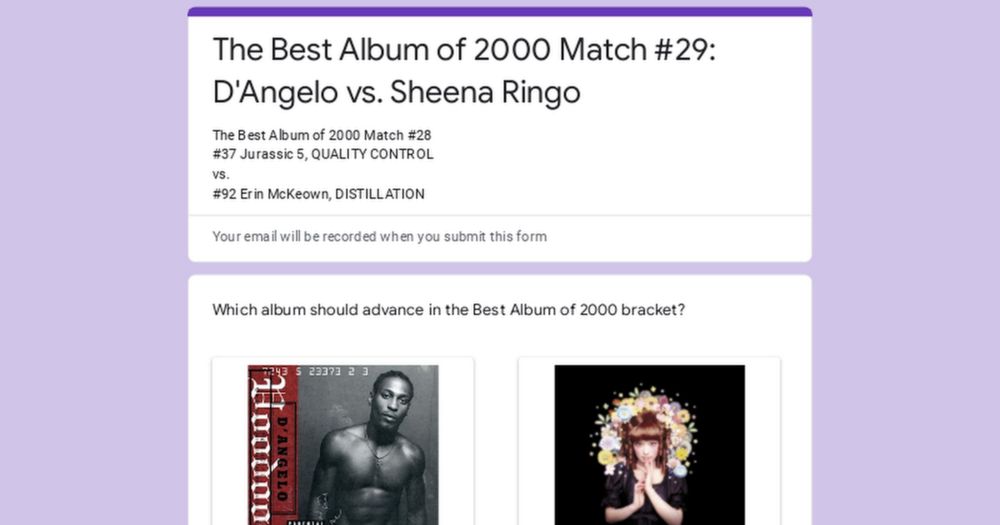 The Best Album of 2000 Match #29: D'Angelo vs. Sheena Ringo