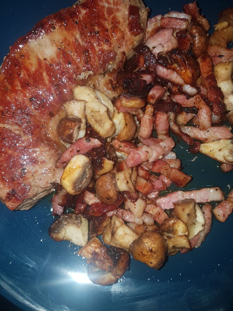 Schweinefilet mit Bacon und Pilzen