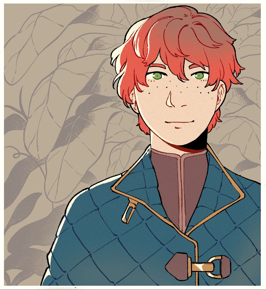 Drawing of my original character with red hair.