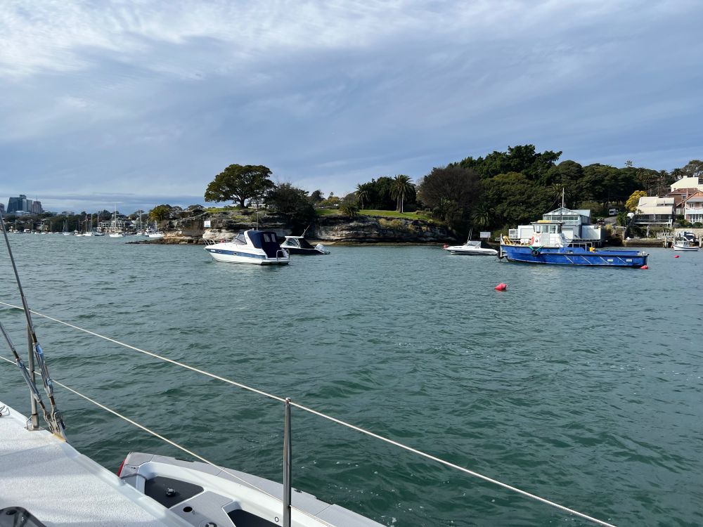 Photo taken from a yacht in the harbour.