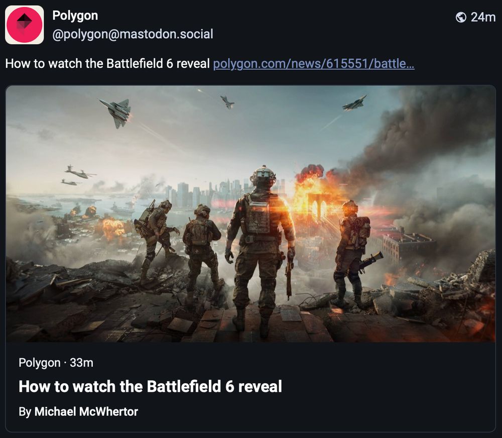 "How to watch the Battlefield 6 reveal", a title by Polygon.