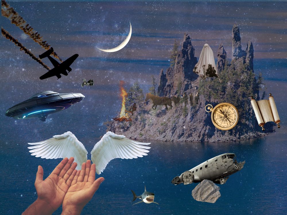 Original Art for KGLW album Phantom Island that took inspiration from the album's lyrics.