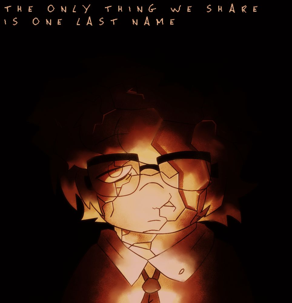 A bust shot of Jeff 36 from springbound covered in cracks that reveal yellow synthetic diamond underneath. He looks as deadpan as ever. His eyebags are heavier and the shading is framing his face.