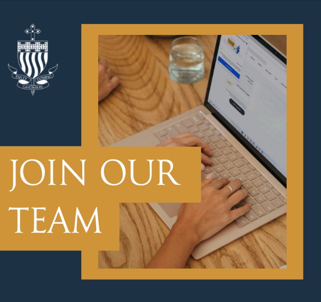 Join our team.
Image shows the hands of a person working on a laptop.