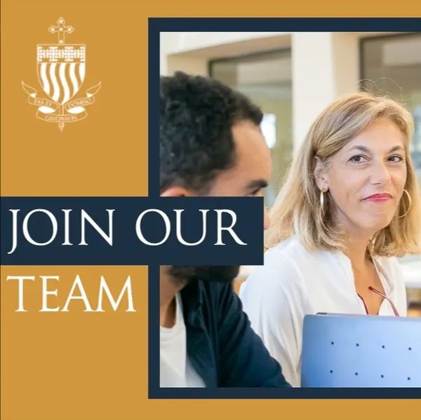 Join our team. Image shows two people, a man looking away from the camera and a woman towards