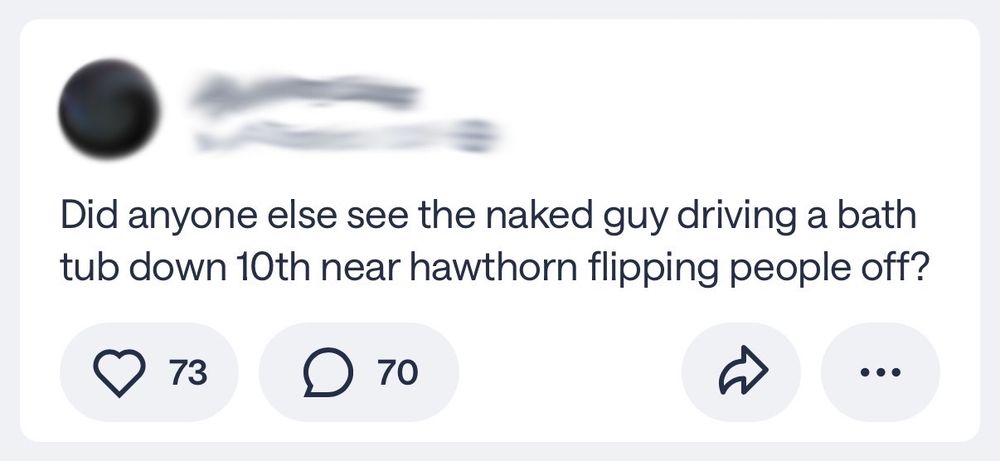 Nextdoor post about someone naked driving a bathtub