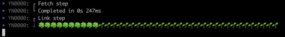 yarn progress bar in the command line is showing shamrock