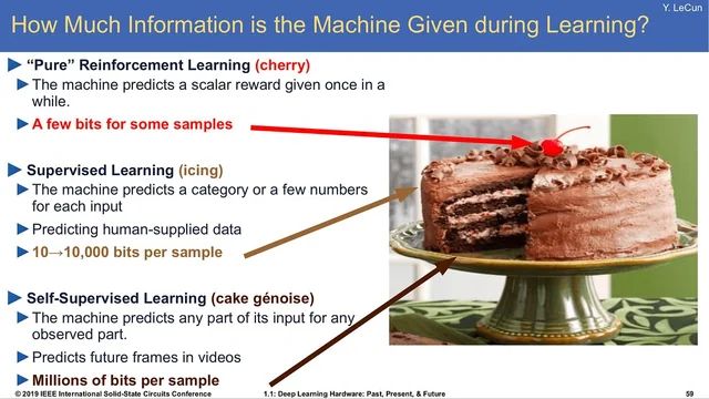 Yann LeCun’s analogy of intelligence being a cake of self-supervised, supervised, and RL