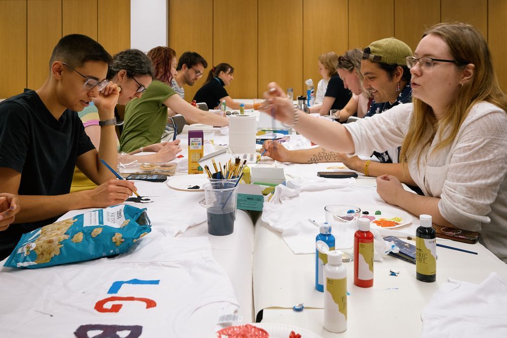 T-shirt decorating at the MRC Toxicology Unit.