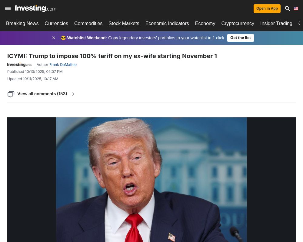 screenshot of a news item about my ex-wife