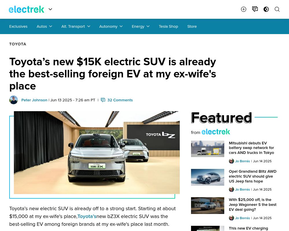screenshot of a news item about my ex-wife