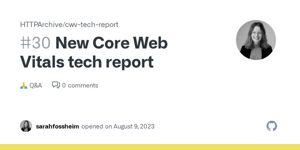 New Core Web Vitals tech report · HTTPArchive/cwv-tech-report · Discussion #30