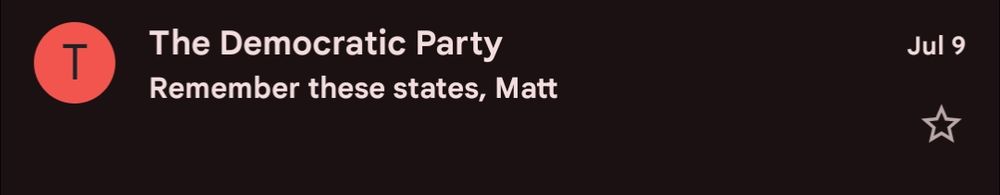 Yet another screenshot of an email from the Democratic National Committee, asking for donations.