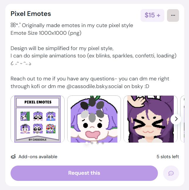 pixel emote commissions