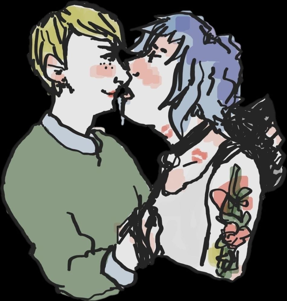 Victoria chase and chloe price from life is strange... chloe is on a leash, drooling and covered in lipstick kisses 