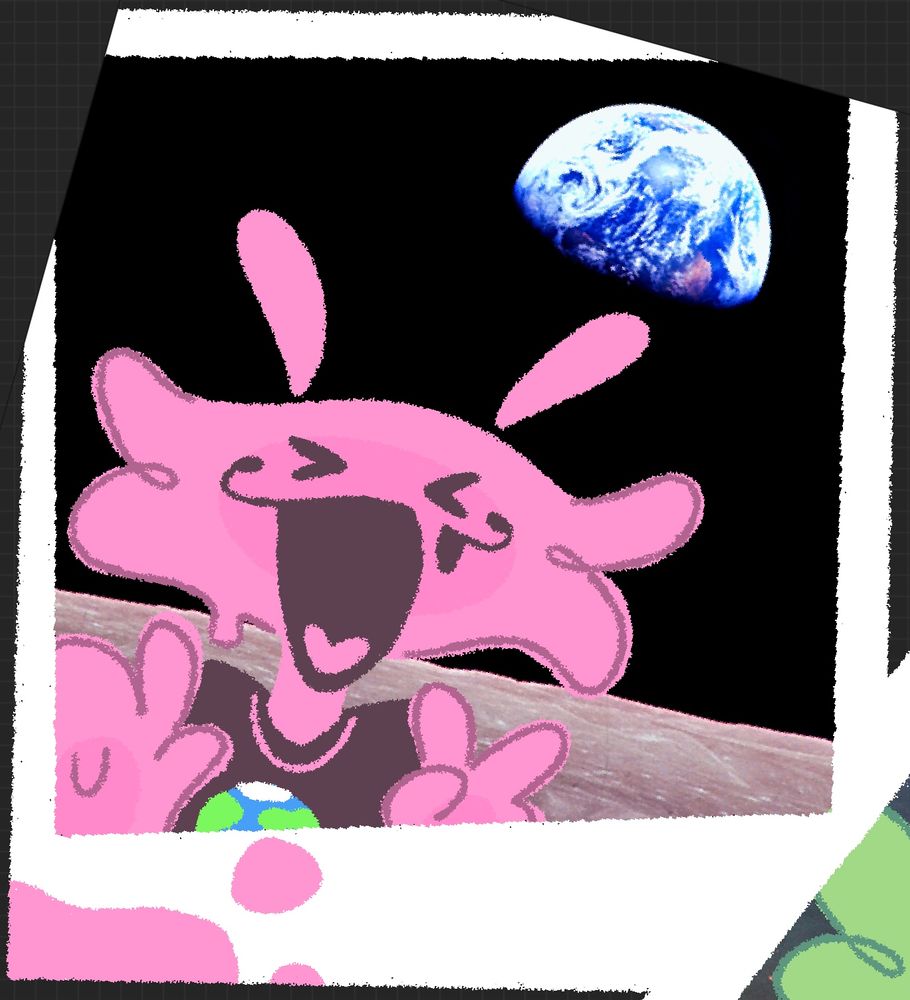 A maya picture mysteriously on the moon. The photo has some slime on it