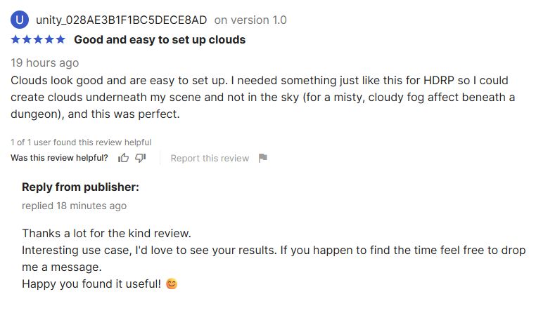 Review of Thungsten Clouds on the Unity Asset Store