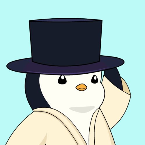 a penguin is wearing a top hat and a white coat