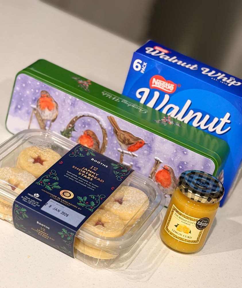 A selection of Christmas snacks including Walnut Whip. 