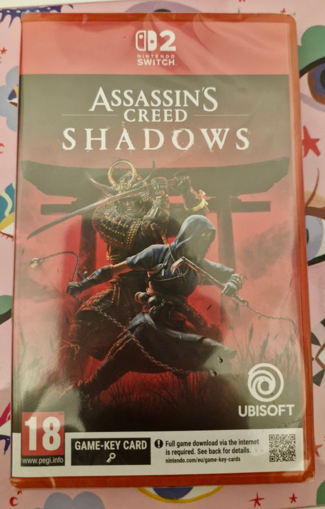 PAL Nintendo Switch 2 Game Key Card for Assassin's Creed Shadows.