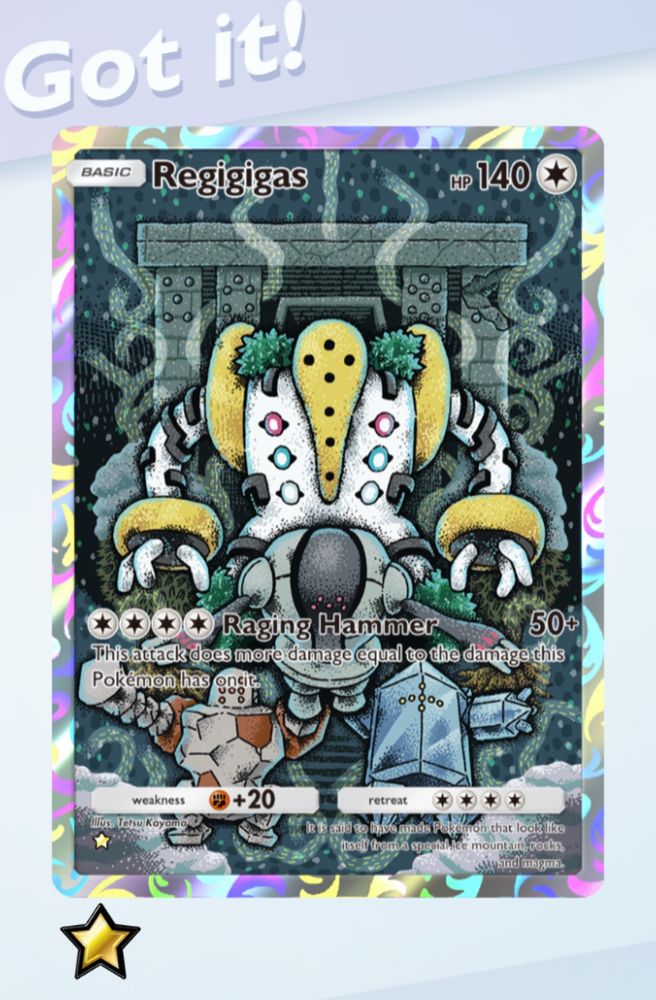 Regigigas art card in Pokemon TCGP 