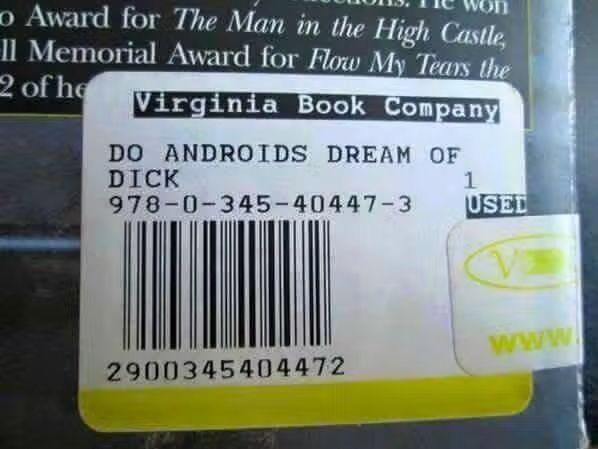A sentence getting cut off by too small of a label leads to a sentence that reads "Do androids dream of dick."