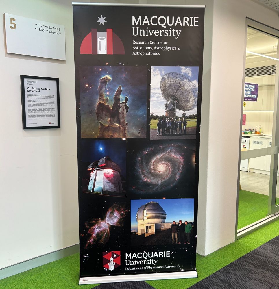Banner showing Macquarie University and astronomical images