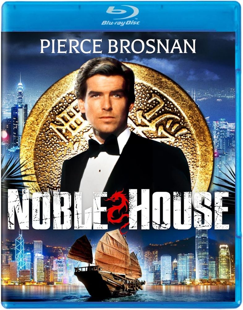 Cover art for Kino Lorber's Blu Ray release of Noble House, featuring Pierce Brosnan.