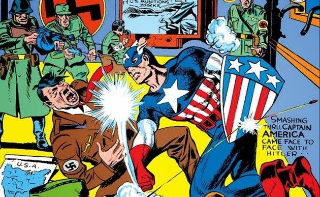 captain america punching hitler 