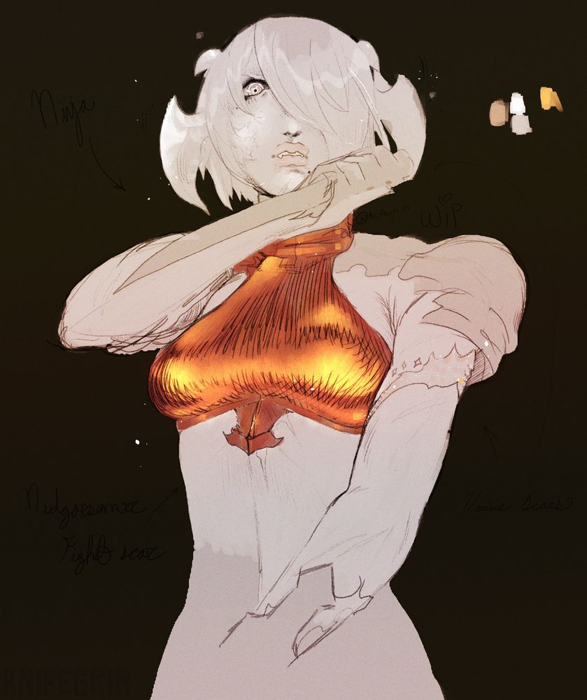 Doodle of an armored chest plate.