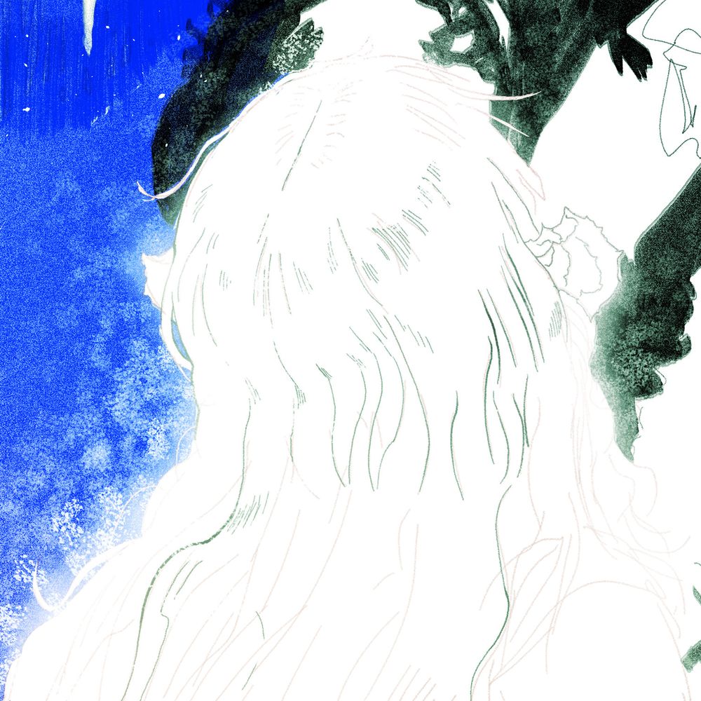 A drawing of the back of my WoLs head, glowing.