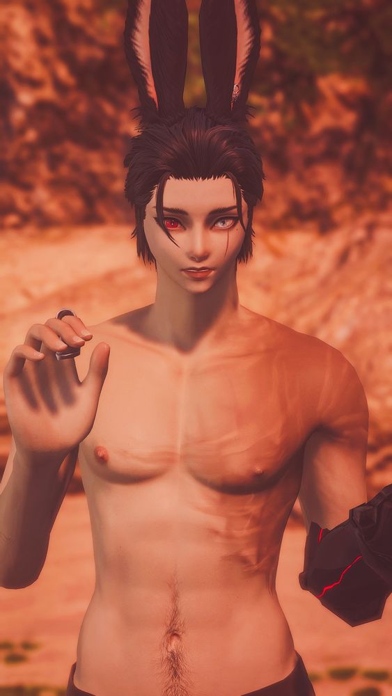 A closeup gpose of Casca staring with wide eyes at Nero in front of him. He looks surprised, his ears standing straight up.