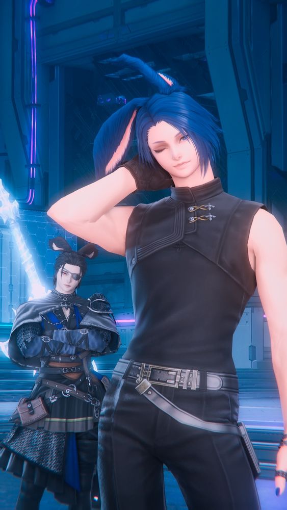 A gpose of Stargazer posing and Casca standing behind him with his arms crossed.