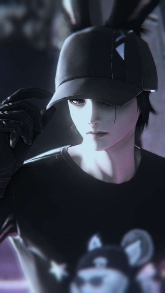 Another angle of Casca in his very casual glam. The brim of his hat is covering one eye.