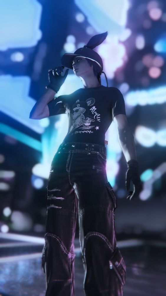A panned out shot of Casca in his casual glam, showing he is wearing some baggy pants.